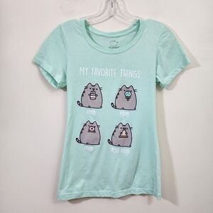 Pusheen cat my favorite things graphic short sleeve t-shirt woman's size small